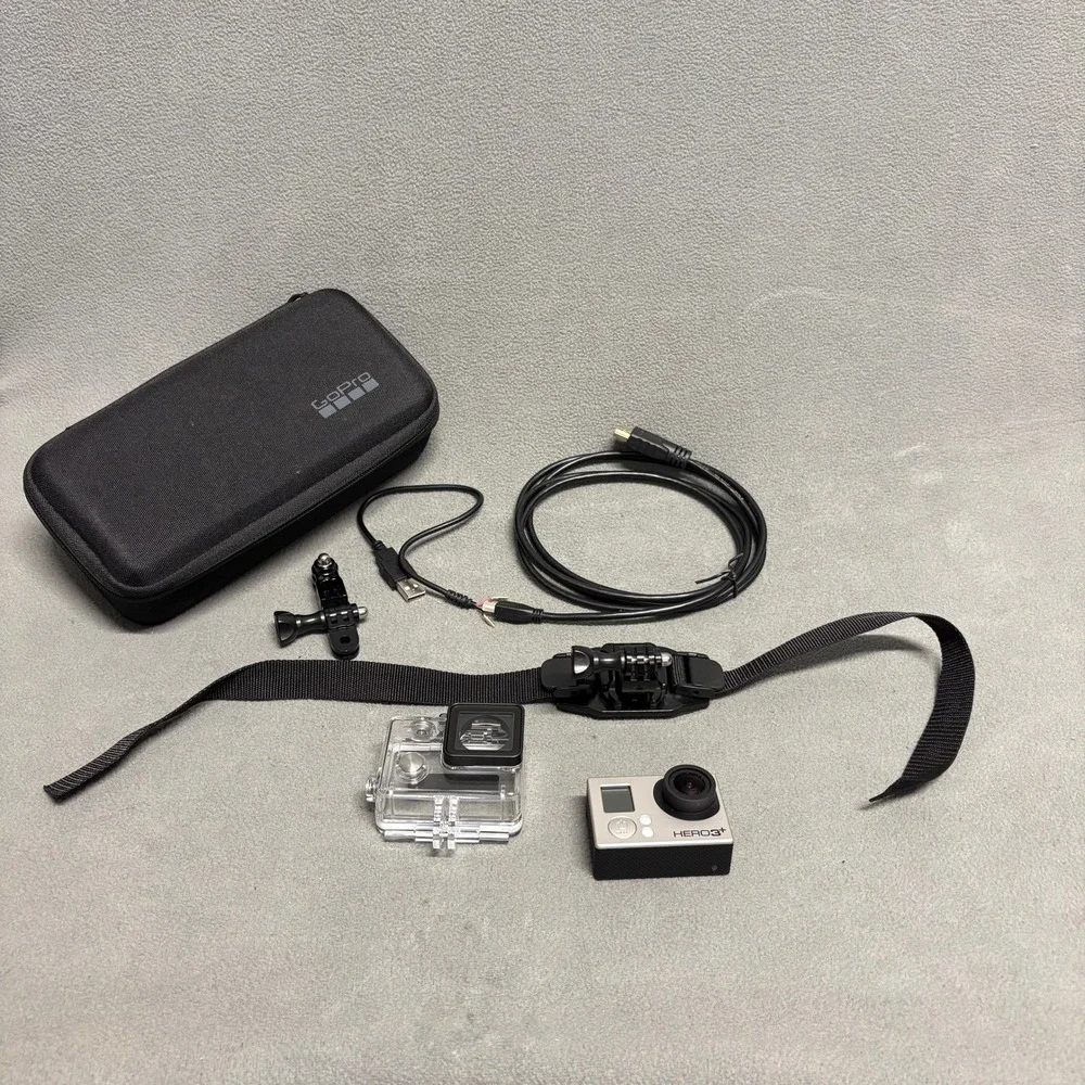 GoPro HERO3+ Action Camera Silver Black Excellent Condition With Case